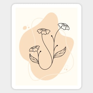 Minimal Peach Floral Art Magnet